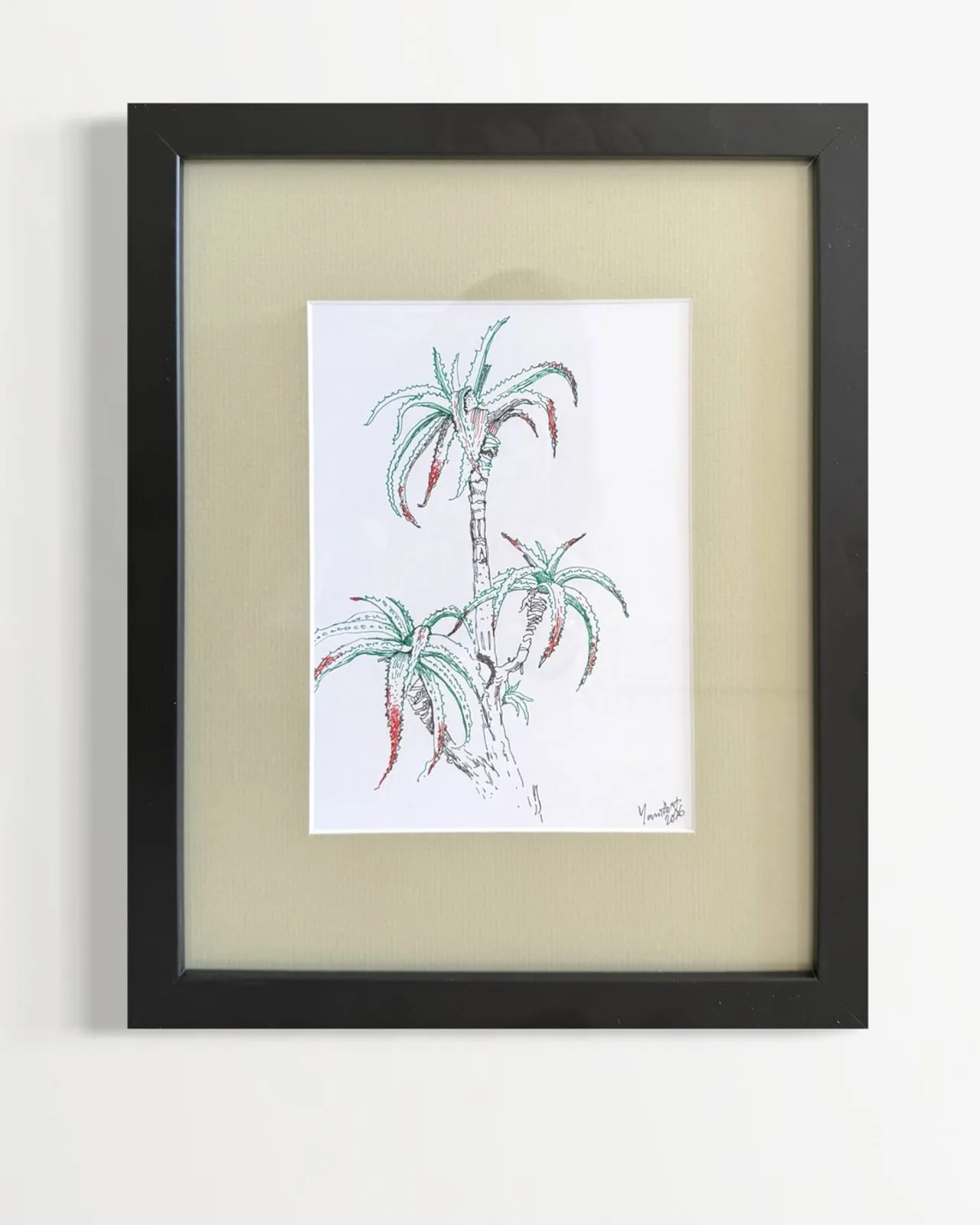 Aloes drzewiasty w Scicli — oryginalny obraz akrylowy, Yani Art